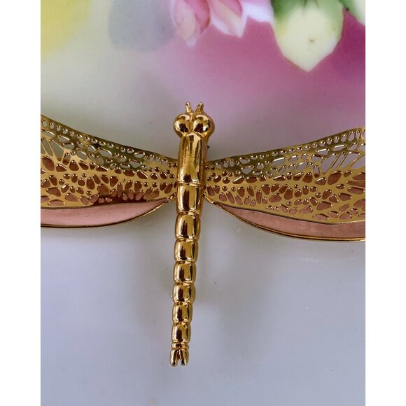 Vintage 1980s Large Peach Dragon Fly Bug Brooch - Picture 3 of 15